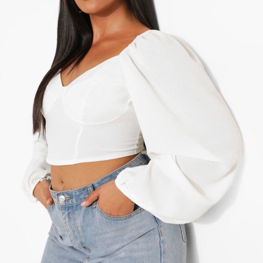 PLUS BALLOON SLEEVE CORSET TOP